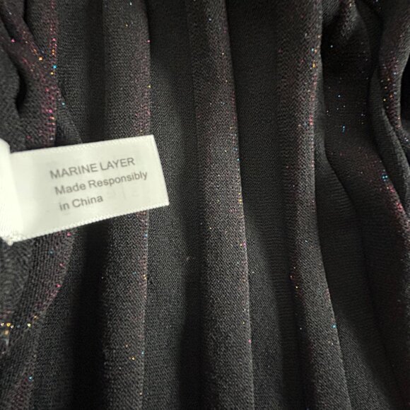 Marine Layer Womens Penny Pleated Midi Skirt Small Black Red Metallic Glitters - Picture 5 of 8